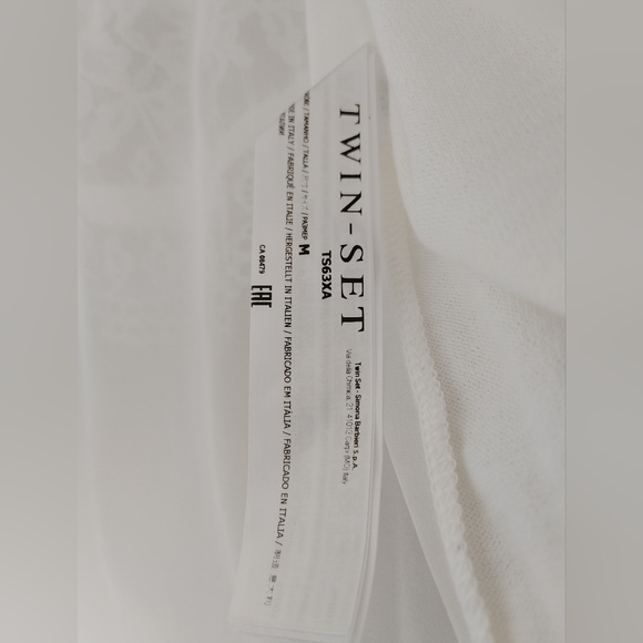 Twin Set Short Sleeve Cardigan Sheer Back with Lace Size Medium - Picture 4 of 8